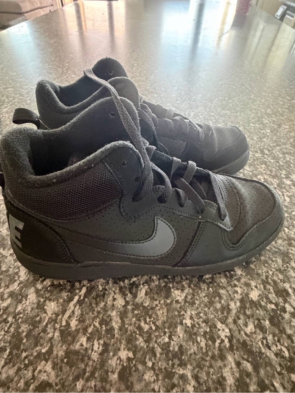 Nike Kids Black High-Top Sneaker with Swoosh